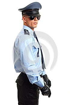 Policeman with hoding nightstick