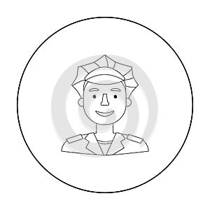Policeman icon in outline style isolated on white background. People of different profession symbol stock vector