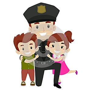 Policeman with Kids