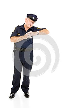 Policeman Leaning on White Space photo