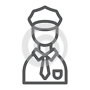 Policeman line icon, police and person, police officer sign, vector graphics, a linear pattern on a white background.