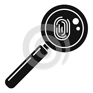 Policeman magnifier fingerprint icon, simple style