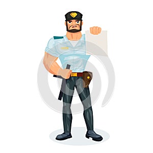 Policeman, makes fine to the offenders, delinquents,