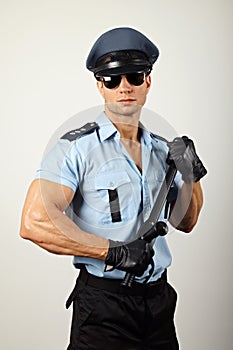Policeman with nightstick