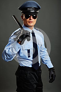 Policeman with nightstick