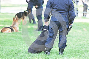 Policeman with police dog on duty