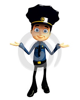 Policeman with presentation pose