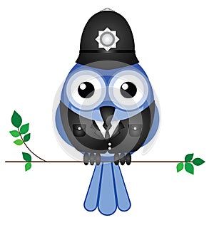 Policeman sat on a branch
