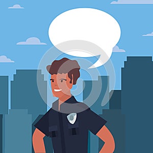 policeman speech bubble city street