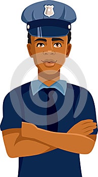 Policeman Standing with Arms Crossed Vector Cartoon Avatar