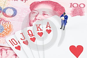 Policeman standing on the gamble card