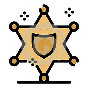 Policeman star icon color outline vector