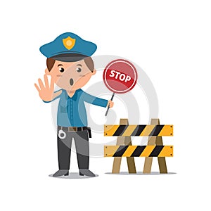 Policeman with stop sign