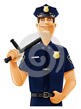 Policeman with truncheon photo