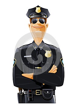 Policeman in uniform and goggles photo