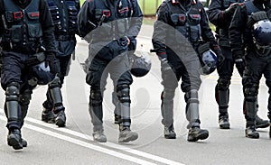 Policemen and carabinieri marching