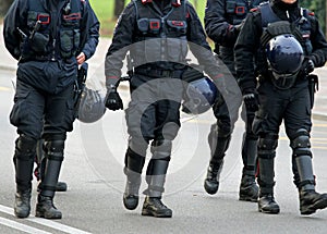 Policemen and carabinieri patrolling of the city