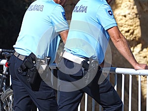 Policemen in Portugal protecting the law photo