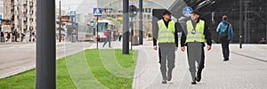 Policemen in reflective vests