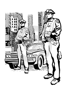 Policemen in the 5th avenue in New York photo