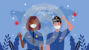 Polices couple with together we are invincible message campaign
