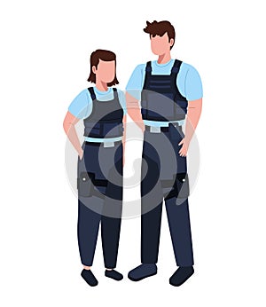 polices standing male and female