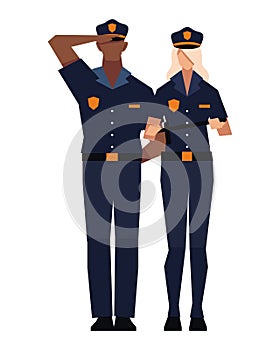 polices standing man and woman