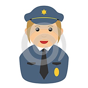 Policewoman Avatar Flat Icon on White