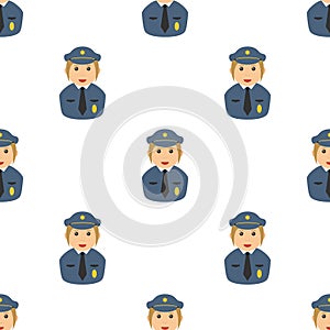 Policewoman Avatar Icon Seamless Pattern