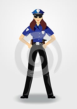 Policewoman or cop woman in uniform