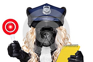 Policewoman dog with ticket fine