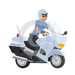 Policewoman riding motorcycle