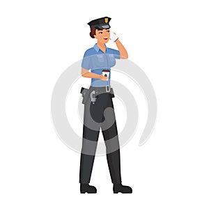 Policewoman talking on phone