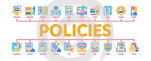 Policies Data Process Minimal Infographic Banner Vector