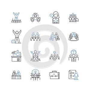 Policies line icons collection. Governance, Rules, Regulations, Procedures, Directives, Guidelines, Protocols vector and