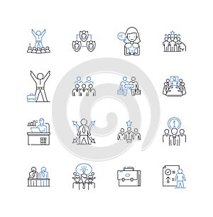 Policies line icons collection. Governance, Rules, Regulations, Procedures, Directives, Guidelines, Protocols vector and photo