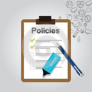 Policies regulation concept list document company clipboard