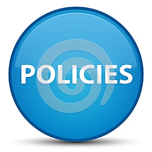 Policies special cyan blue round button