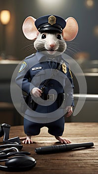 Policing Paws: Mouse Enforces the Law with Furry Determination