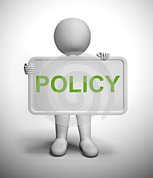 Policy concept icon means rules or approach and procedure - 3d illustration