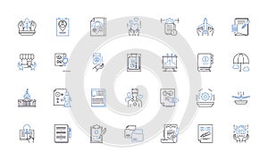 Policy contract line icons collection. Agreement, Stipulations, Terms, Conditions, Provisions, Obligations, Restrictions photo