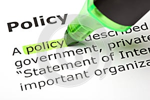 'Policy' highlighted in green