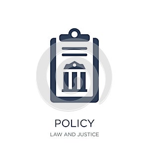 policy icon. Trendy flat vector policy icon on white background