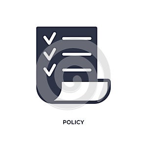 policy icon on white background. Simple element illustration from strategy concept