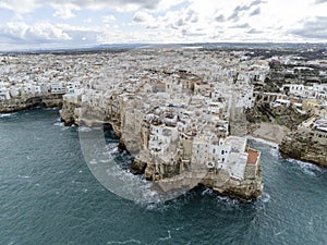 Polignano a Mare aerial view on winter season