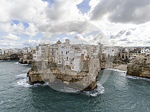 Polignano a Mare aerial view on winter season