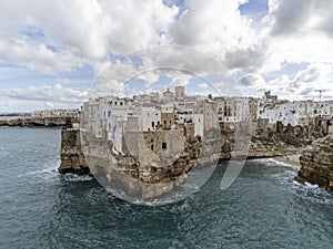 Polignano a Mare aerial view on winter season