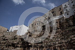 Polignano a Mare. Houses on the cliff.