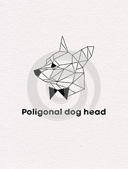 Poligonal geometrical dog vector head on watercolor paper background