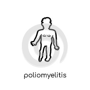 Poliomyelitis icon. Trendy modern flat linear vector Poliomyelitis icon on white background from thin line Diseases collection